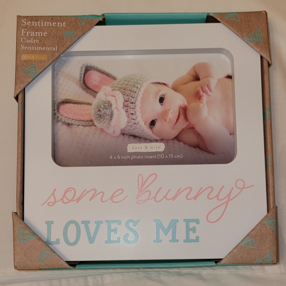 Some Bunny Loves Me Pink and Blue Sentiment Frame